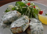 Cod Fish Cakes with Creamy Dill Sauce